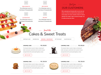 E-commerce concept website for Bakery -menu bakery e commerce flat food restaurant site ui ux