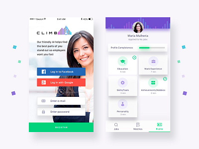 Design app for Climb, the next generation workforce design sketch ui ux