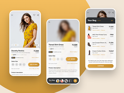InstaFashion Mobile App add to cart app app interface ecommerce fashion fashion app gold golden interaction mobile app uiux