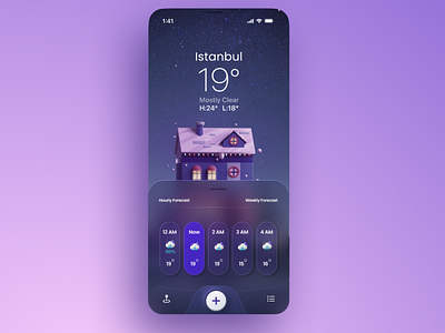 Weather app screen 3d animation app branding design figma graphic design ui ui design