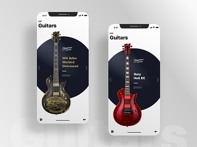 Guitars design flat guitar iphone x typography ui