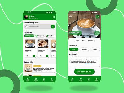 Simple coffee shop UI design app graphic design ui ux