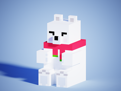 Voxel cute polar bear 3d graphic design magicavoxel pixel art voxedit voxel art