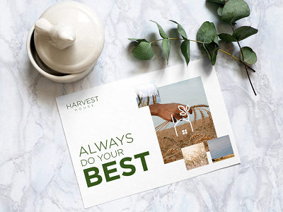 Harvest House - Card Design agriculture app branding business card card card design complimentary slip design farm graphic design illustration key card letterhead logo minimal office card post card typography ux vector