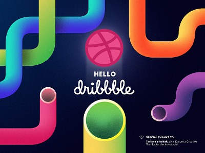 Bonjour Dribbble ! color debut gradients grain noise pink pipes texture tubes