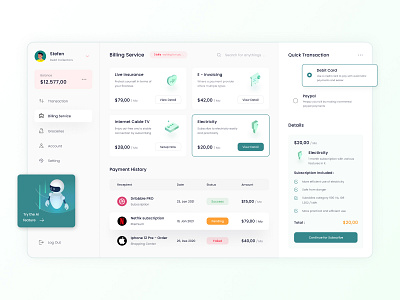 Billing Dashboard UI Design billing billing dashboard dashboard ui design houx houx design studio houxdesignstudio saas uiuxdesign ux design