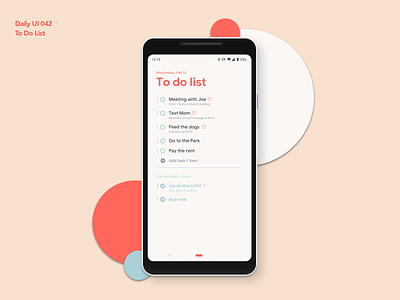 To Do List | Daily UI 042 android app dailyui dailyui042 design to do to do app to do list ui ux