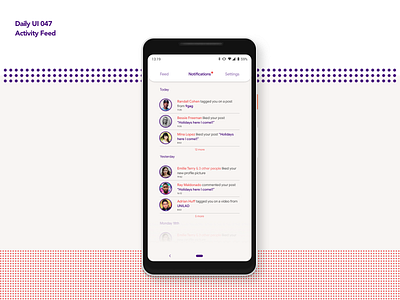 Activity Feed | Daily UI 047 activity activity feed android app dailyui dailyui047 design feed mobile notification ui ux