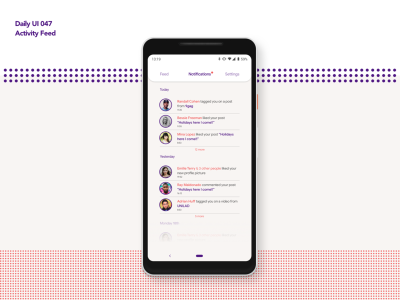 Activity Feed | Daily UI 047 by Vicente Politeo on Dribbble