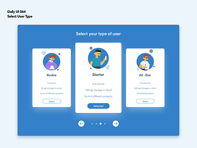 Daily UI 064 | Select User Type app blue card daily daily ui daily ui 64 dailyui design designs illustration mobile mobile design select select user type tablet type ui user user selection ux