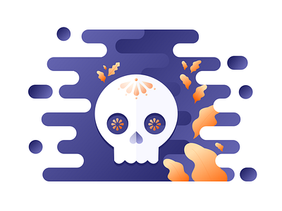 Sticker Mule Rebound / Skull dark blue gradient halloween illustration orange skull