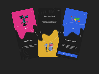 Onboarding Music App app dark design figma mobile music ui