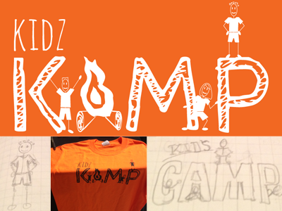 Kidz Kamp bible school camp church fire orange t shirt tshirt