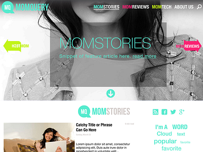 MomQuery Hero Space blog editorial feature hero space home page ui ux