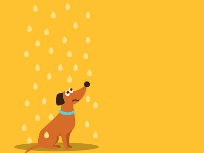 Abandoned dog app dog illustration material design pets rain vector yellow