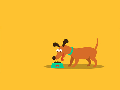 Dog eating android app colorpalette dog illustration material design pets published vector