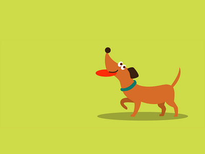 Dog playing android app colorpalette dog illustration material design pets published vector