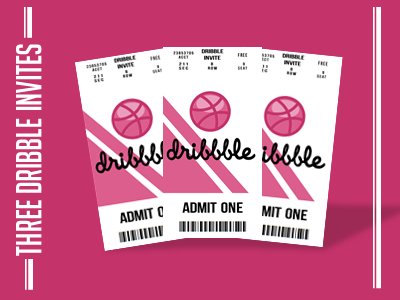 Three Dribble Invites art dribble invite pink three ticket vector