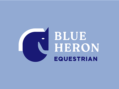blue heron equestrian horse logo mane pony