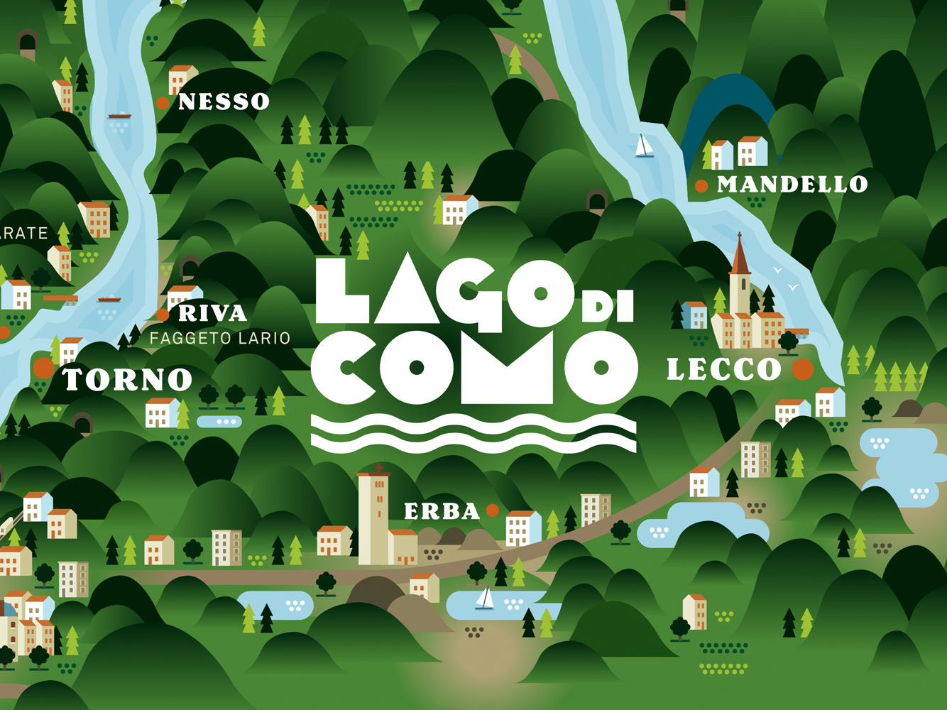 Lago Di Como, Map by Andrew Warwick on Dribbble