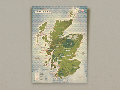 The fine whiskies of Scotland cartography illustration map maps