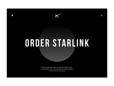 UX/UI design for Starlink black landing space starlink ui web