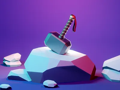 Mjolnir 3D Illustration 3d 3d art art blender clean colors design illustration lighting low poly marvel minimal mjolnir modeling render simple superhero thor thunder ui