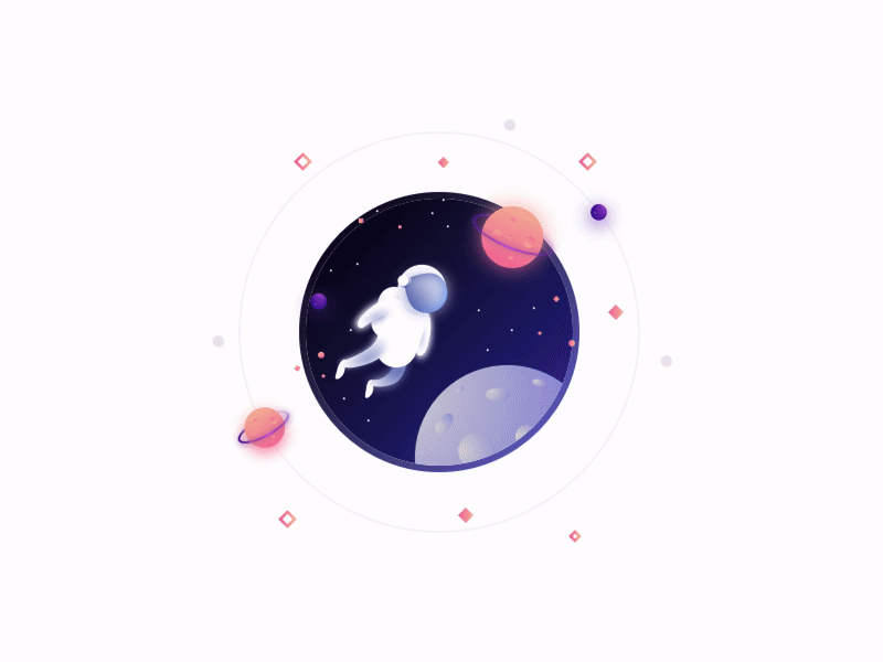 Space Shot character cosmonaut gif illustration planets space stars