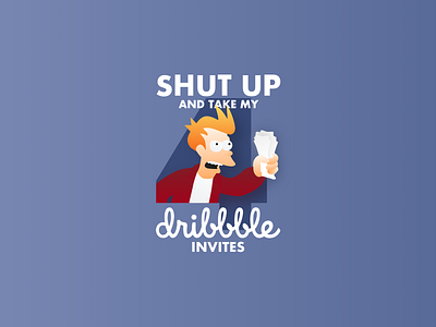 4 Dribbble Invites! design dribbble invitation fry futurama giveaway illustration invites tickets