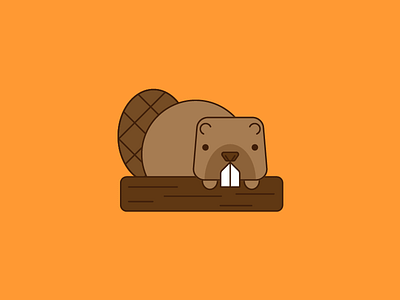 Beaver animal beaver cute forest icon kawaii lineart log logo toofer water