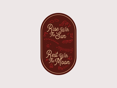 Rise | Rest badge camp camping canoe fire fish line illustration loon mountains outdoorsy patch tent