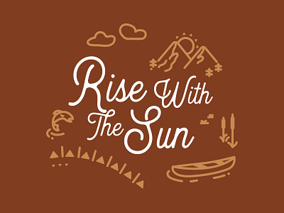 Rise | Rest: Rise with the Sun badge camp camping design fish illustration logo loon mountain outdoors patch tent