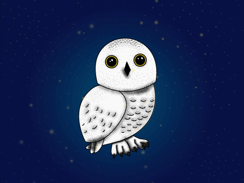 Hedwig animation blinking harry potter hedwig magic owl snow snowy owl stippling tattoo style