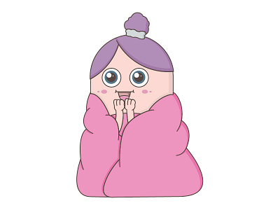 Self Portrait blanket character illustration childish cute fluff lighting muted colours ooogn purple hair shadows