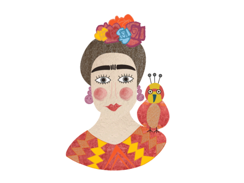 Frida Kahlo animation art colour frida gif kahlo mexican parrot