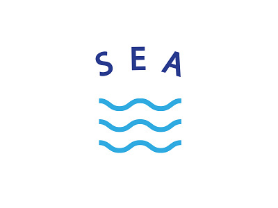 Simple Sea Logo badge blue boat draw icon illustration logo ocean pin sea waves