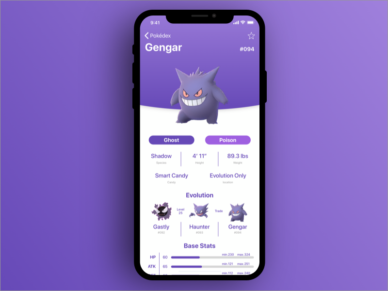 Pokédex - Gengar by Austin Jones on Dribbble