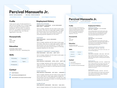 Resume design clean design photoshop resume ui ux webdesign