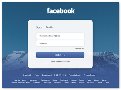 Facebook Log In Page facebook form graphic graphicdesign login ui web webdesign