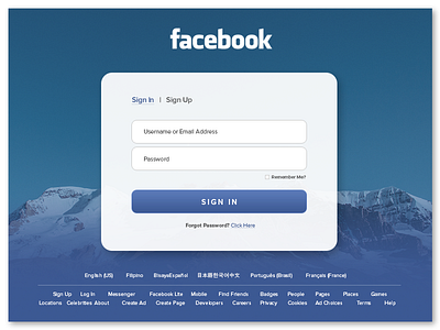 Facebook Log In Page