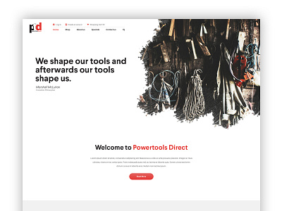 Powertools Direct clean home page homepage landing page landingpage photoshop web design ui ux webdesign