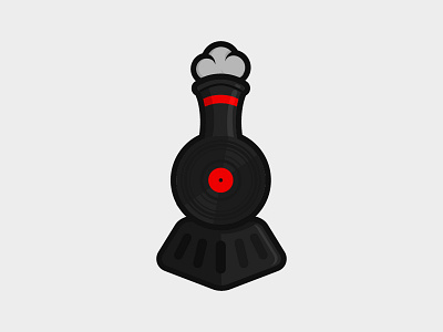 Locomusic black design gray illustrator locomotive logo music red smoke train vinylrecord