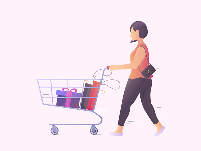 Shopping cart gift illustration illustrator shopping vector web women