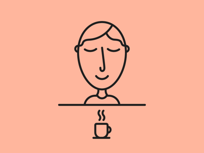Coffee & Contemplation coffee cup face illustration java mono line morning person
