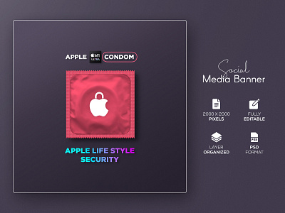 Apple condom social media banner design