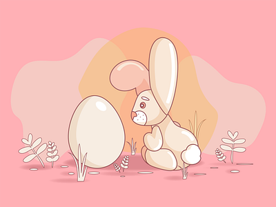 Easter bunny with egg creativity design egg flat graphic design illustration vector