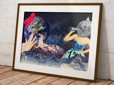 Digital poster design abstract design illustration pin up planets pop art poster print vintage