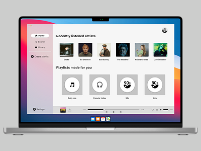 Music App Concept app apple application concept design graphic design macbook macbook pro macos music poland polska ui uiux ux
