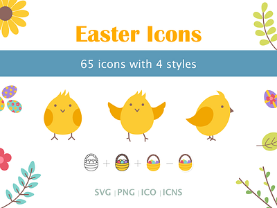 Easter Icons bird chick easter egg flower icon icons leaf plant spring tree