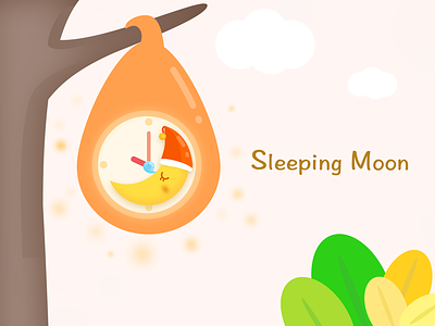 Sleeping Moon cloud fairy tale icon illustration illustration art kid leaf moon moonlight sleep sleeping tree